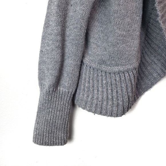 TALBOTS Nylon/Lambswool Petites Soft Gray Coastal Knit Cardigan Sweater Size: Lg - Picture 3 of 5